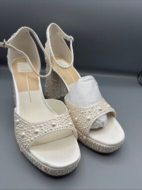 Dolce Vita Pandro Pearl Heels True White Satin